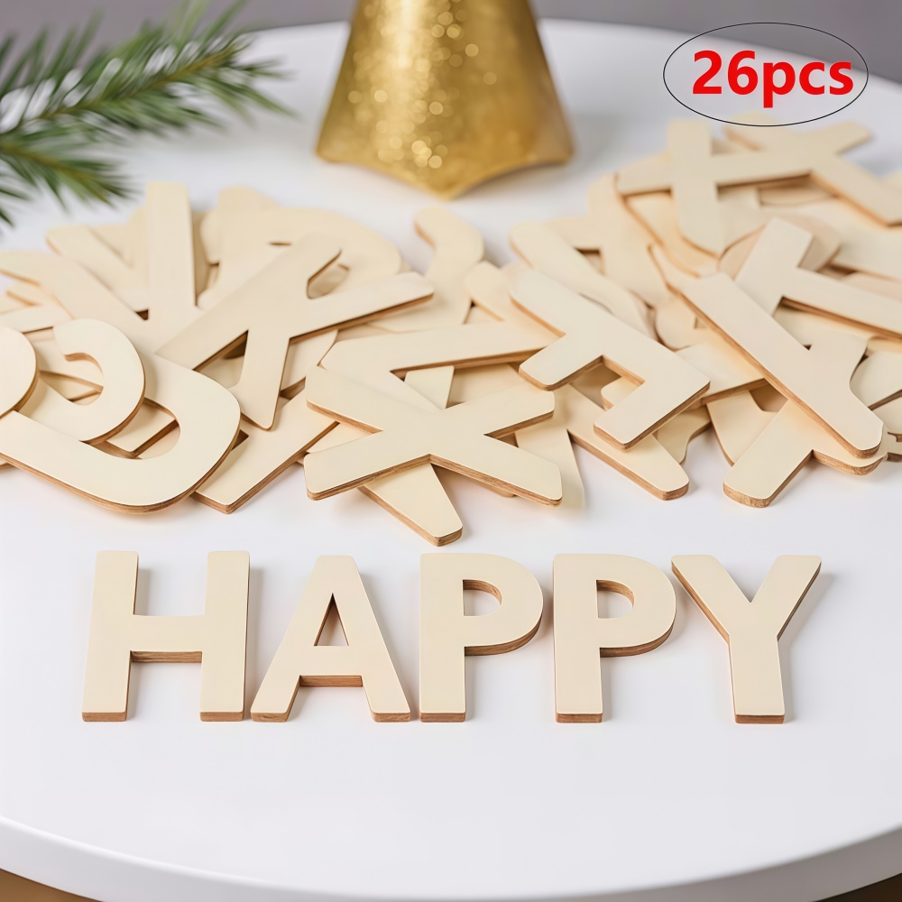 Oud Wood Chip - 26 Pezzi di Lettere in Legno