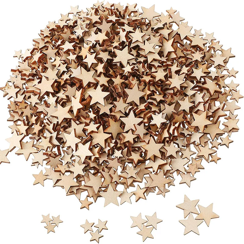 Oud Wood Chip - 100-500 pezzi mini stelle di legno